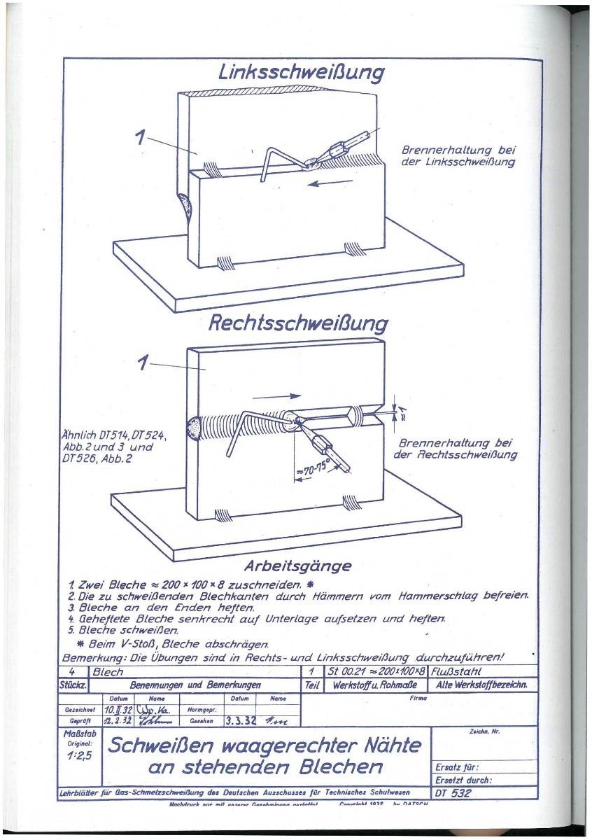 Anleitung zum Autogenschweissen (autogenous welding)