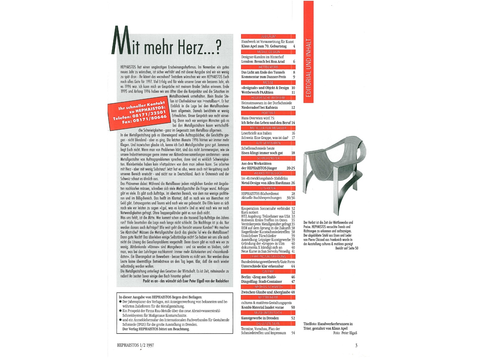 Zeitschrift HEPHAISTOS 1997, 1/2-3