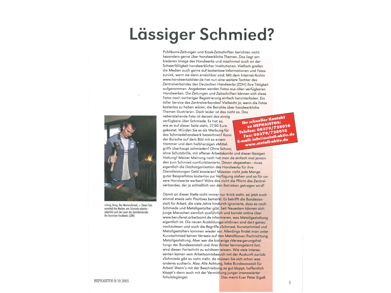 Zeitschrift HEPHAISTOS 2003, 9/10-3