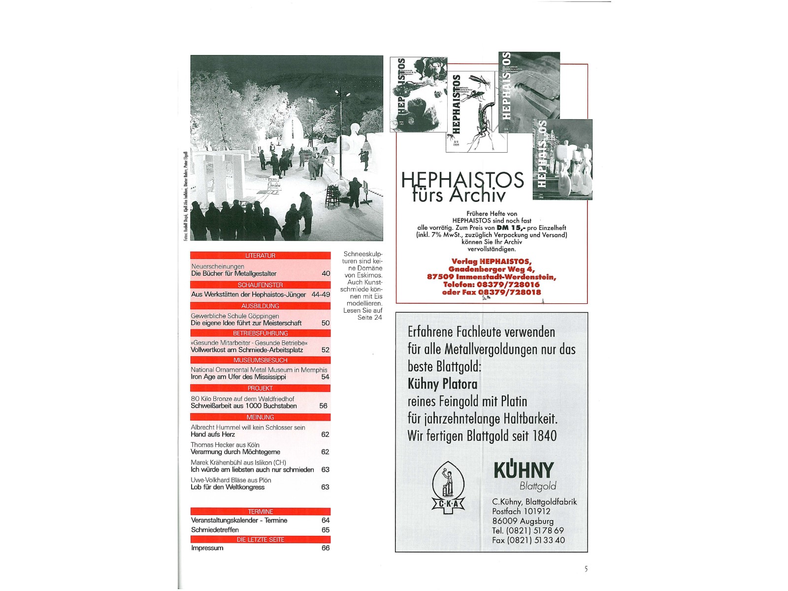 Zeitschrift HEPHAISTOS 2001, 1/2-5