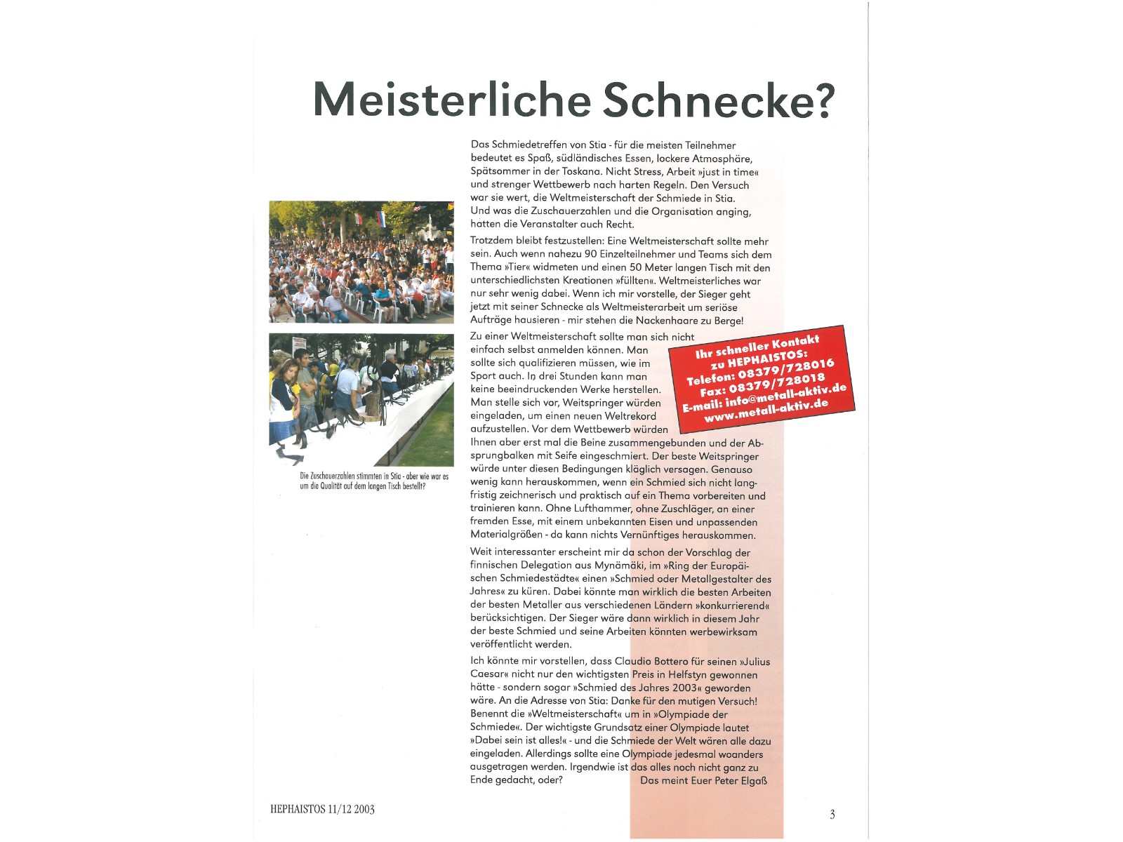 Zeitschrift HEPHAISTOS 2003, 11/12-3