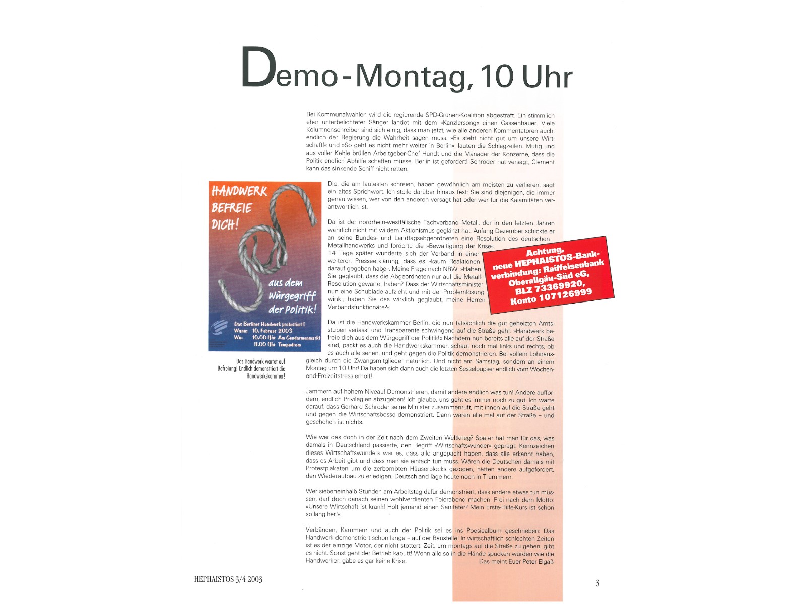 Zeitschrift HEPHAISTOS 2003, 3/4-3