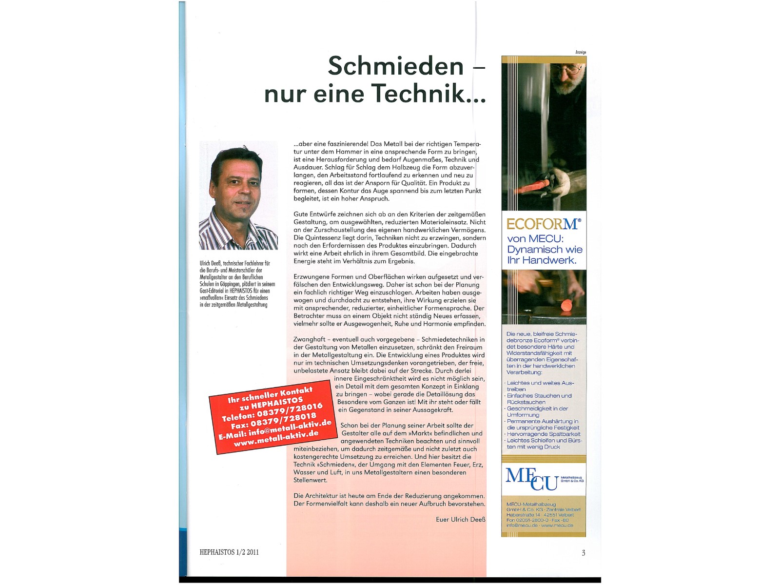 Zeitschrift HEPHAISTOS 2011, 1/2-3