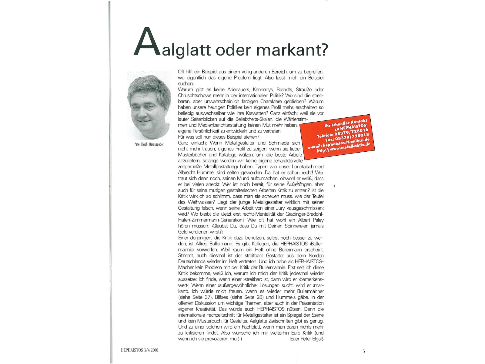 Zeitschrift HEPHAISTOS 2001, 3/4-3