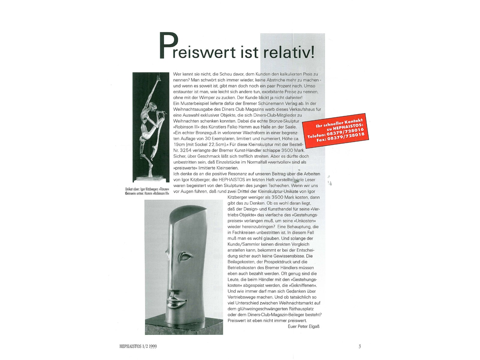 Zeitschrift HEPHAISTOS 1999, 1/2-3