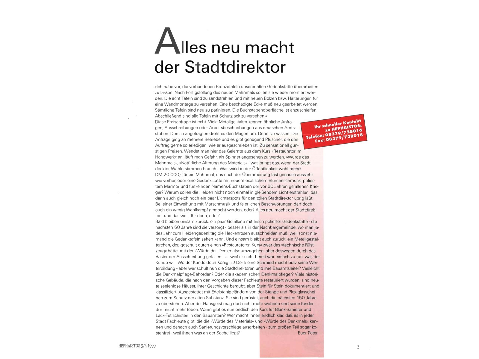 Zeitschrift HEPHAISTOS 1999, 3/4-3