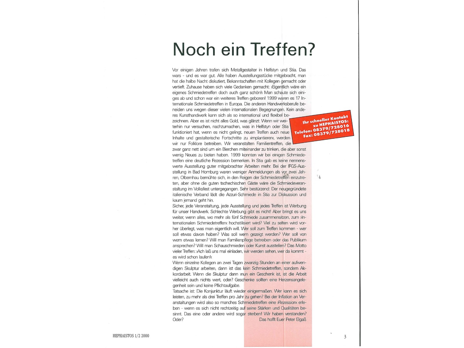 Zeitschrift HEPHAISTOS 2000, 1/2-3