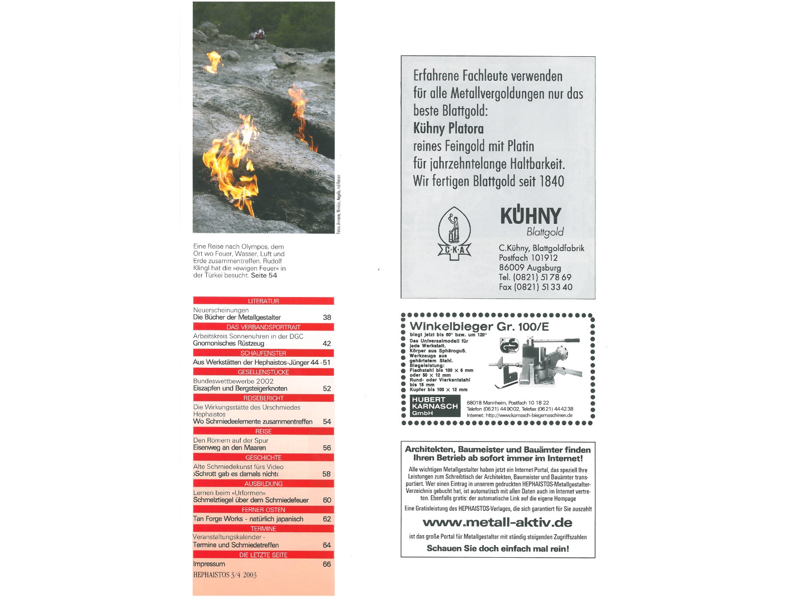 Zeitschrift HEPHAISTOS 2003, 3/4-5
