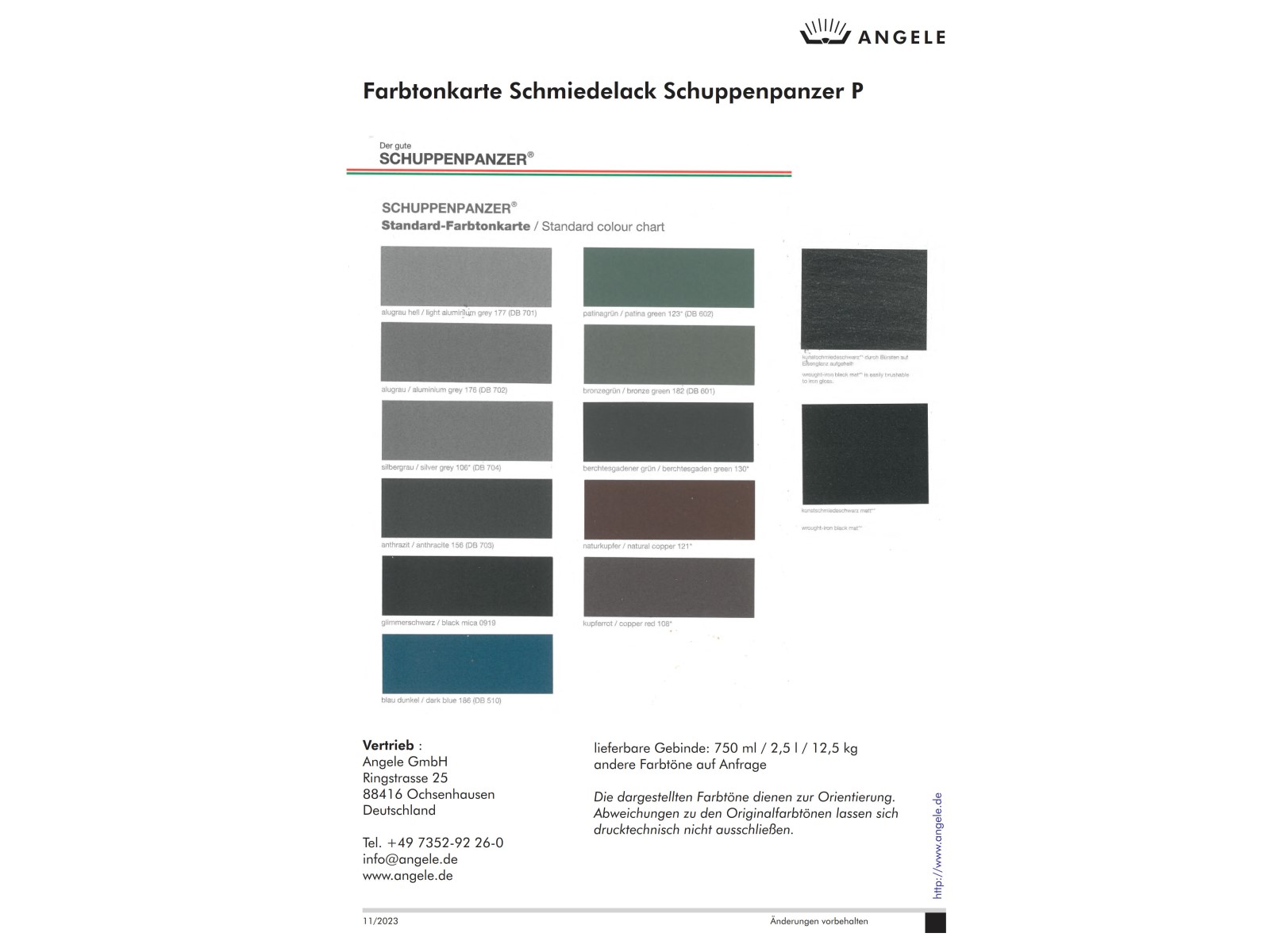 Schuppenpanzer Farbkarte