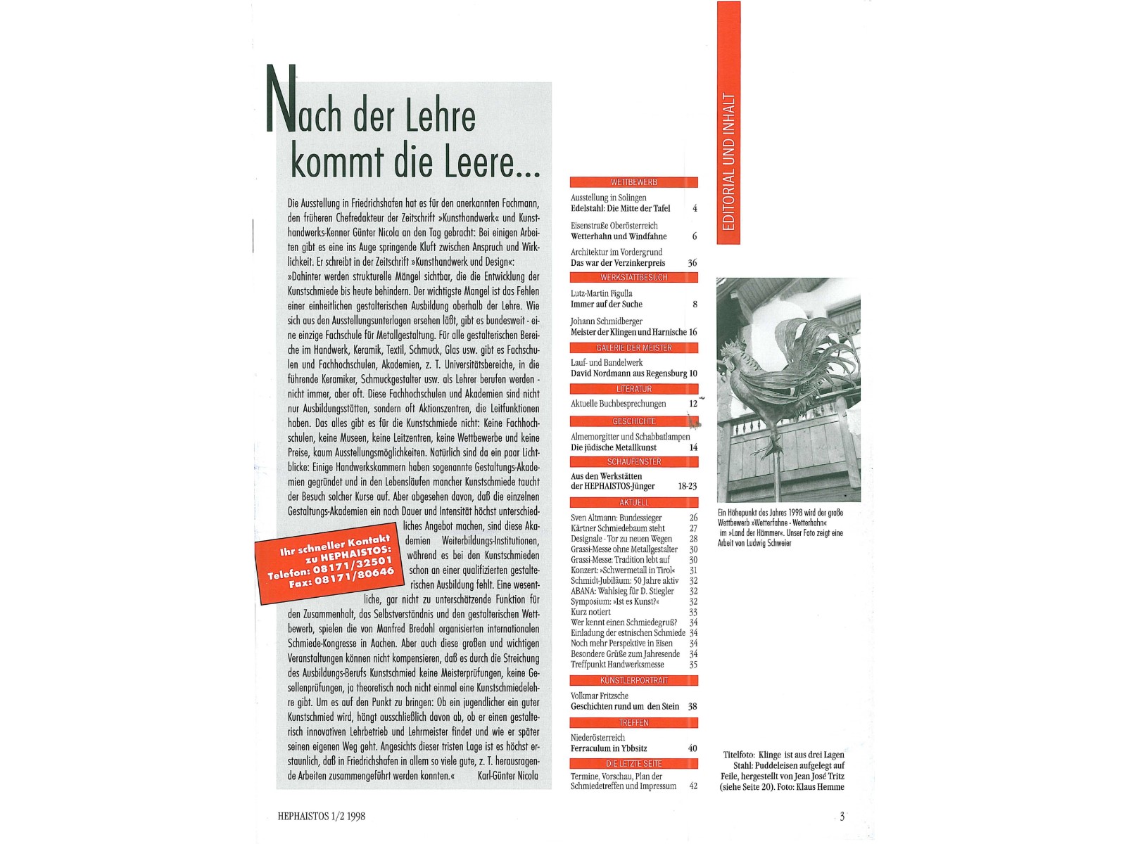 Zeitschrift HEPHAISTOS 1998, 1/2-3