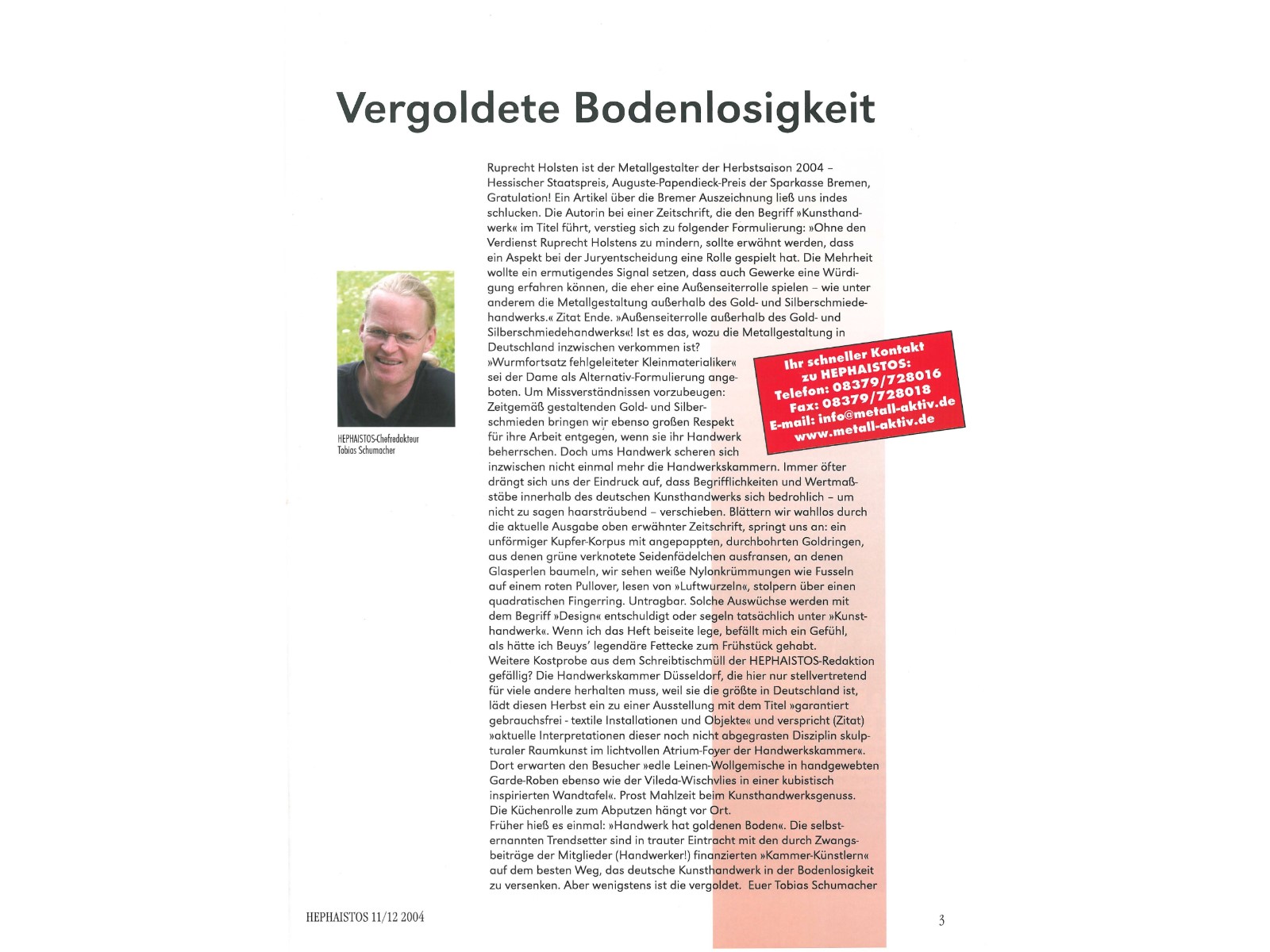 Zeitschrift HEPHAISTOS 2004, 11/12-3